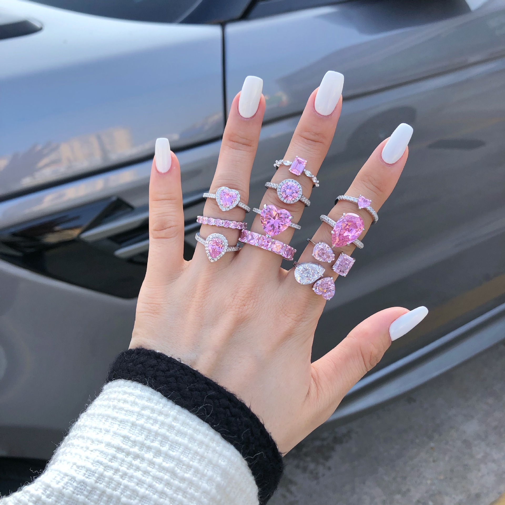7g Weight Zircon Inlay Material Rings Classification 6, 8, 9 Ring Size 1 Piece Quantity Holiday, Daily Occasion 925 Sterling Silver Material U Shape, Water Droplets, Heart Shape Pattern Women's Gender Inlay Design IG Style, Shiny Style 925 Sterling Silver Zircon U Shape Water Droplets Heart Shape Rings 26