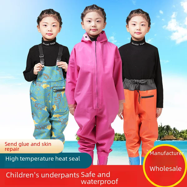 Fish Fishing Water Pants with Boots Half-length Pants Children's Sea-to-sea Rain Pants Beach Crab-catching Water Pants