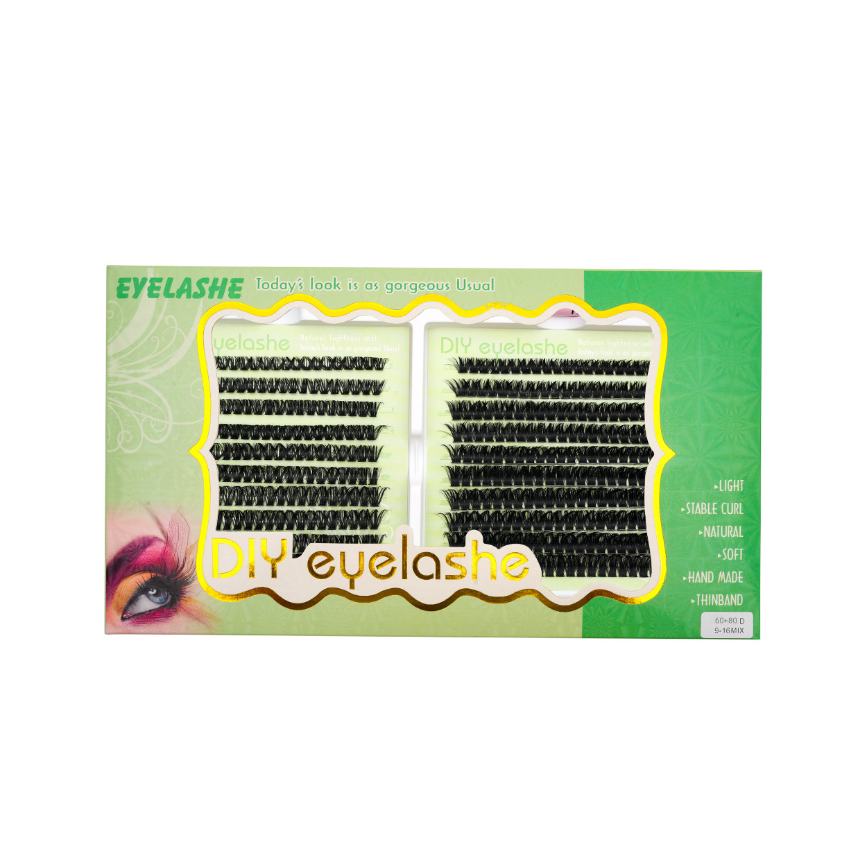 DIY transfronterizo pestañas falsas 4 piezas juego de pegamento de liberación de pestañas 304050P60P80P100P 20 filas lotes de comercio exterior