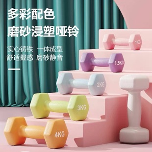 Solid Cast Iron Dumbbells for Women, Hexagonal Plastic-Coated Dumbbells, Home Fitness Equipment for Women, Household Boxing Small Dumbbells