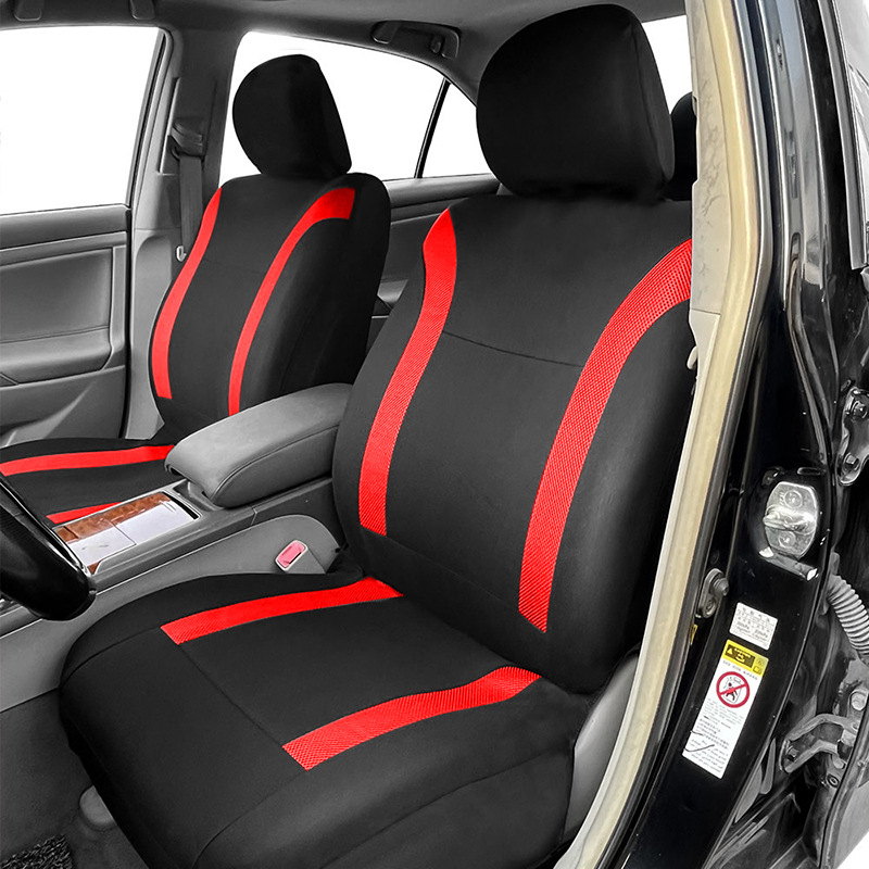 Universal car seat covers for driver and passenger seats, color-matched complete set, full coverage fabric seat cushions