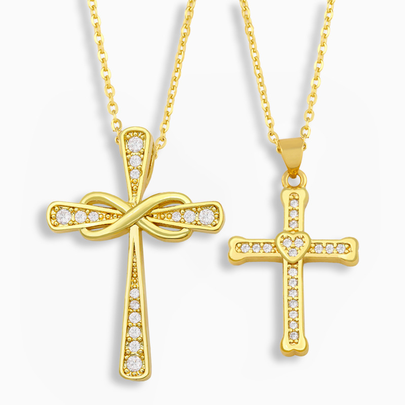 Fashion Heart-shaped Cross Necklace display picture 3