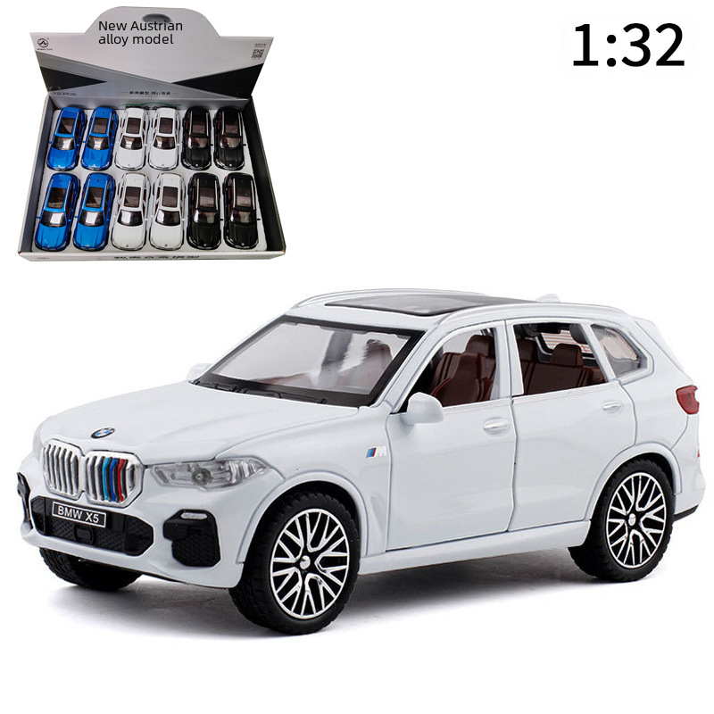 XinAo 1:32 Bao*X5 Off-Road Vehicle SUV Alloy Six-Door Simulation Car Model with Sound, Light, and Pull-Back Function Toy Car