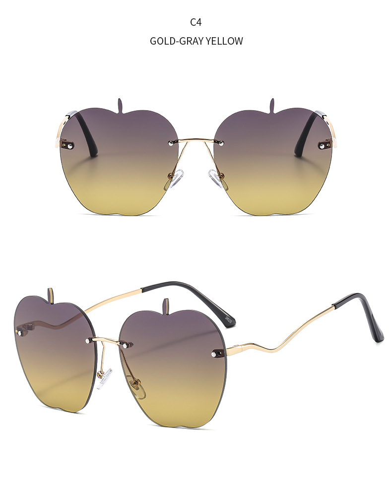 50g Weight Frameless Glasses Structure Sunglasses Classification PC, UV400 Protection, Gradient Tinted Lenses Lens Material Square Glasses Style Outdoor, Travel, Beach Occasion Apple Pattern All Seasons Season Unisex Gender Vacation, Novelty Style Vacation Novelty Apple PC UV400 Protection Gradient Tinted Lenses Square Frameless Women's Sunglasses 6