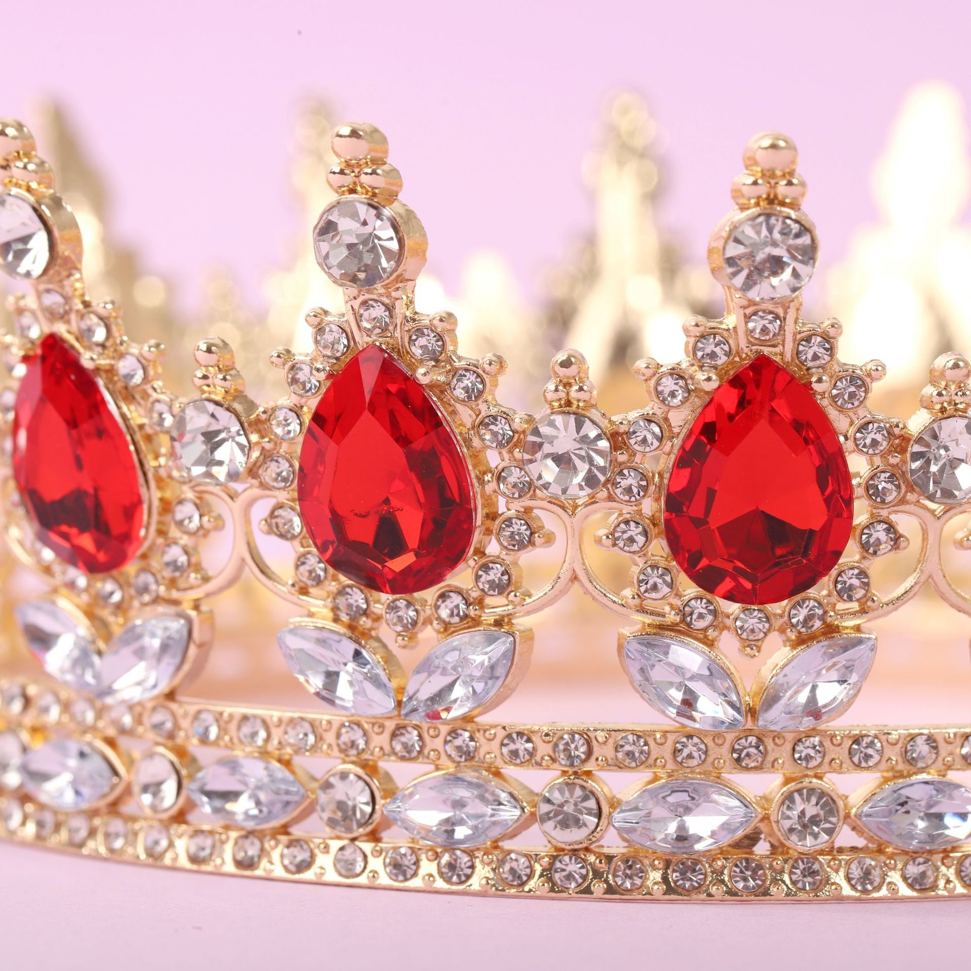 Europa y Estados Unidos cabeza de corona de novia barroca colorida de cristal peinado noble temperamento reina corona de fénix