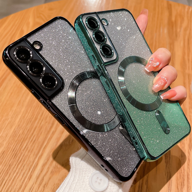 Gradient Glitter Magnetic Samsung S26 Ultra Phone Case Suitable for S25, Electroplated S24 Transparent S21 Plus/+