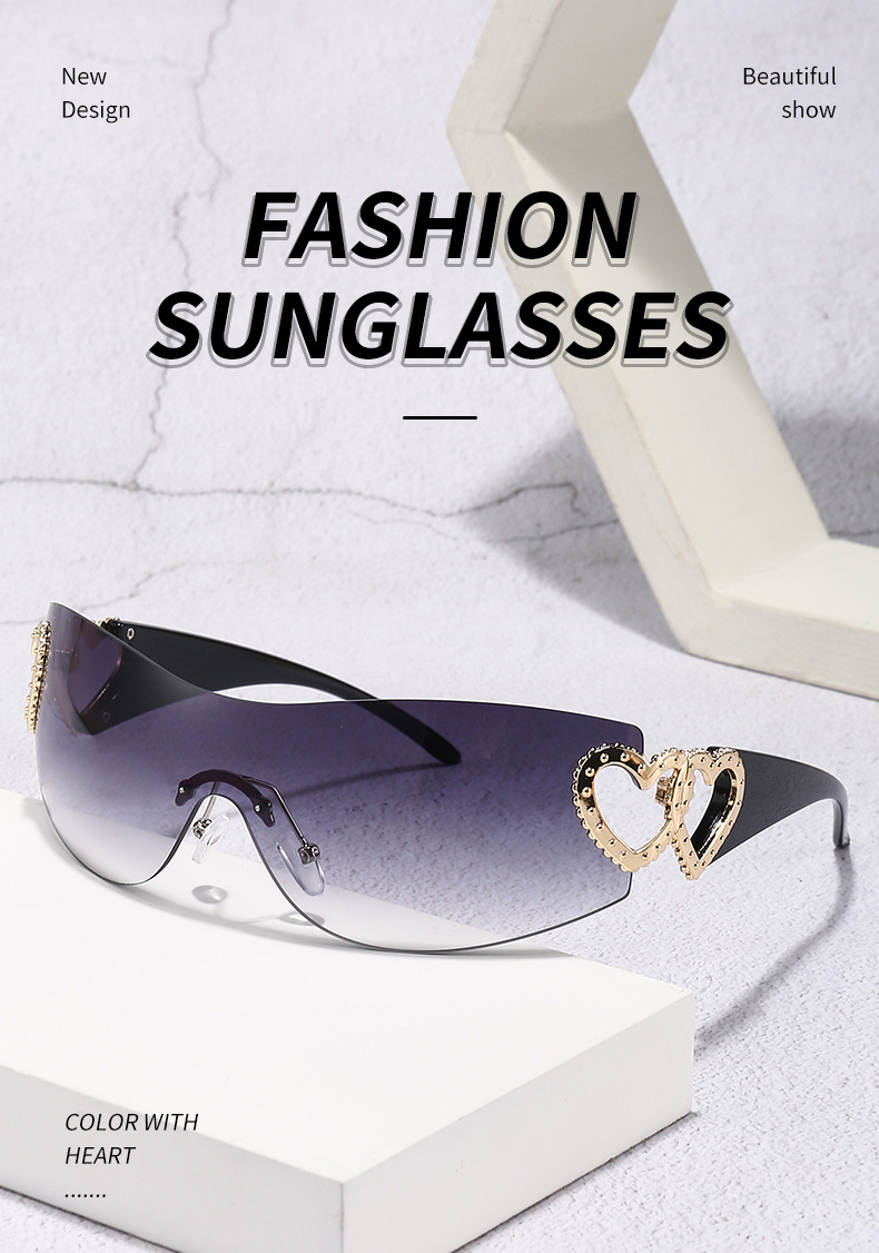 Fashion Heart Shape Pc Special-shaped Mirror Frameless Women's Sunglasses display picture 1