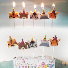 生肖蜡烛装饰摆件拍摄小动物长颈鹿河马熊兔儿童12生肖派对蛋糕