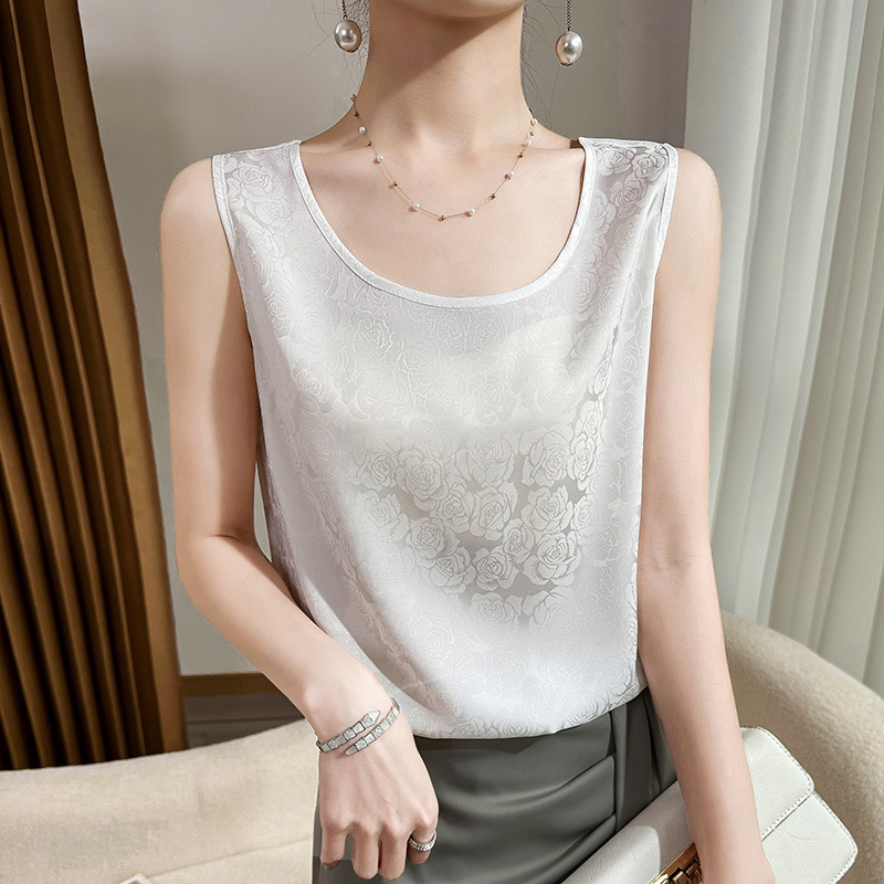 高级感高端品质仿真丝吊带背心女打底缎面醋酸无袖t西装内搭西服