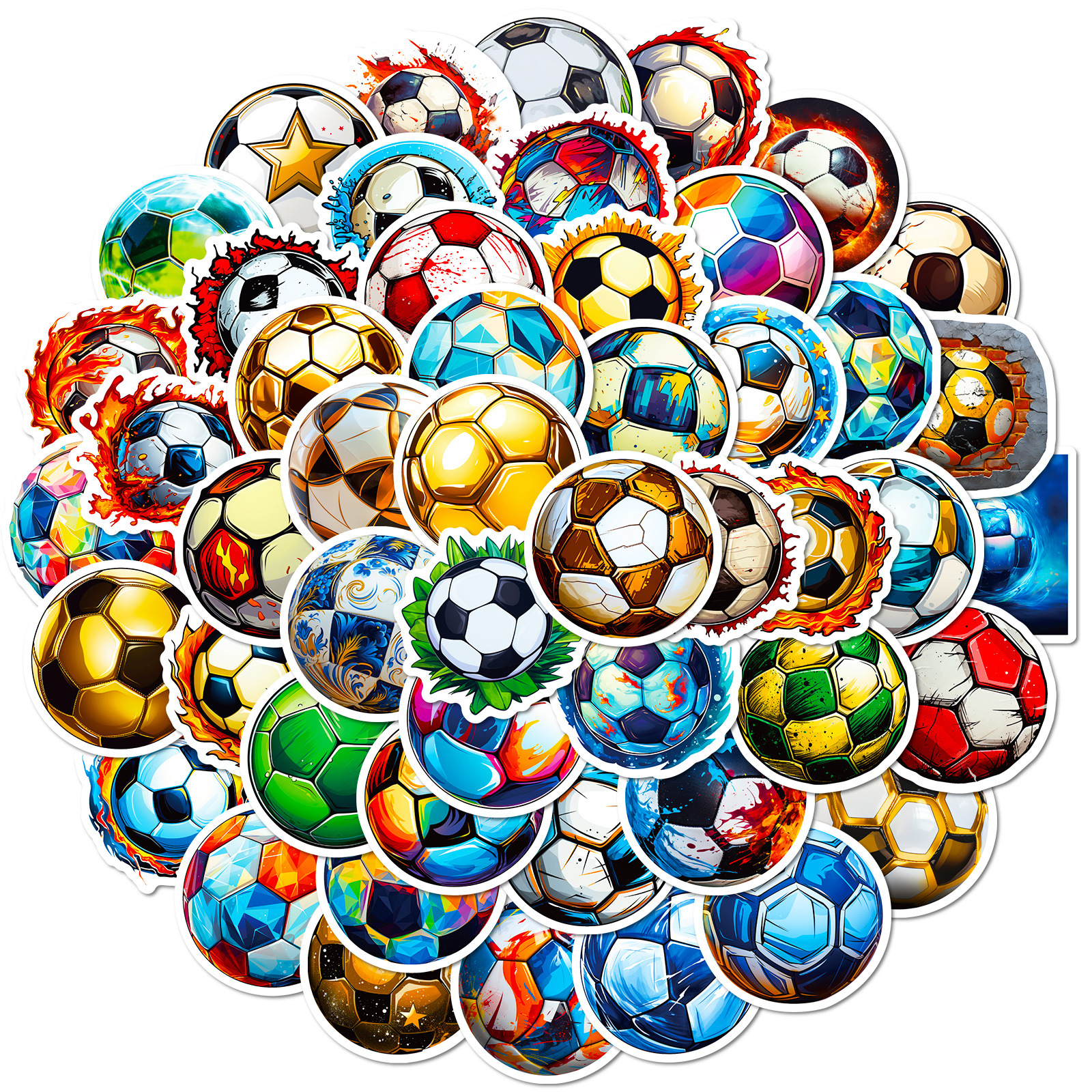 50 tipos de pegatinas de fútbol, pegatinas de grafiti de fútbol de dibujos animados de la Copa Mundial de nuevo estilo transfronterizo