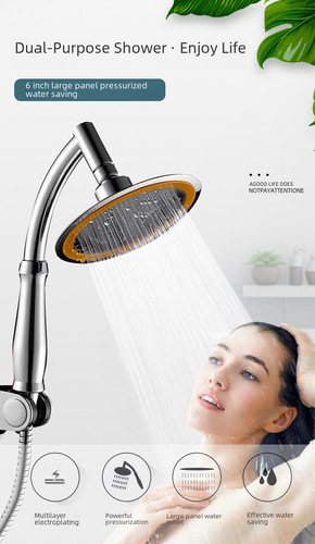 Supply stainless steel top spray handheld swivel two-in-one pressure boosting green environmental negative ion shower head blossom faucet