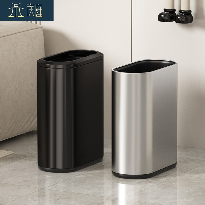 Basura muy estrecha para inodoro de alta calidad sin tapa de acero inoxidable sala de estar doméstica dormitorio hotel cubo de hendidura
