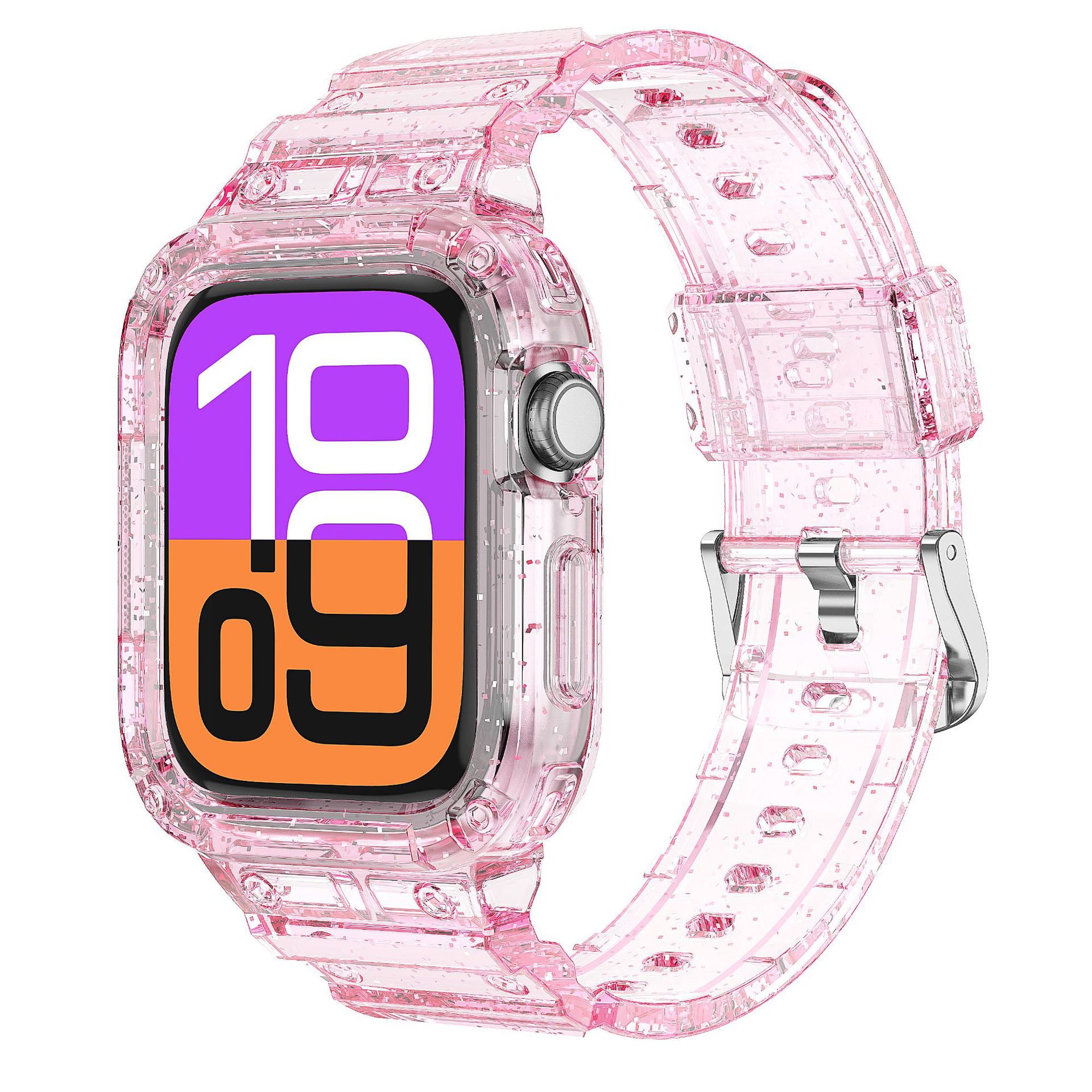 Applicable to the 46mm 10th generation silicone shockproof iwatchS10TPU one-piece strap with transparent glitter undefined