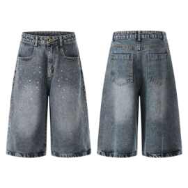 复古做旧砖砖牛仔七分裤女2026夏季新款高腰宽松直筒休闲中裤