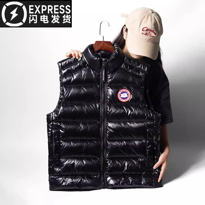 Glossy, wash-free 2025 Autumn/Winter New Black Lightweight Short Down Jacket for Women, Vest, Casual Outerwear