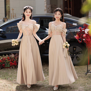 French Bridesmaid Dress 2025 New Summer Satin Sister Group Evening Dress Skirt High-End Niche Can Be Worn by Women at Ordinary Times