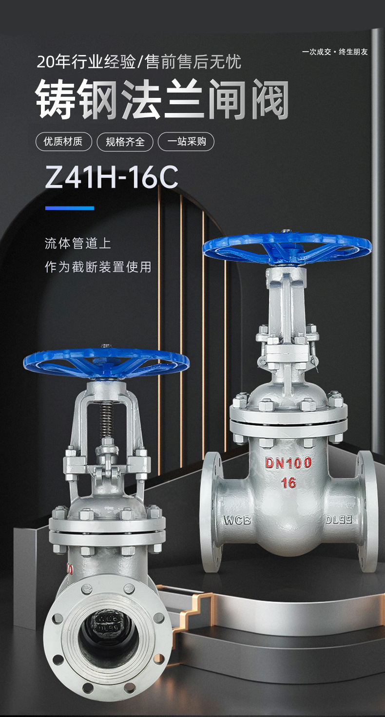 Z41H-16C 铸钢法兰闸阀 蒸汽 导热油法兰闸阀浙江南高阀门