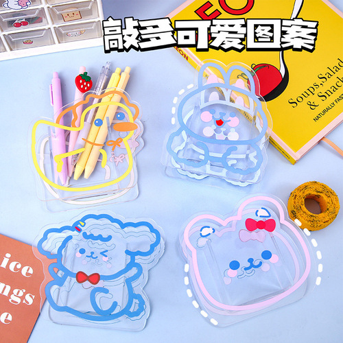 Creative Acrylic Transparent Pen Holder Student Stationery Desktop Multifunctional Pen Holder Girly Heart Cartoon Storage Box Wholesale