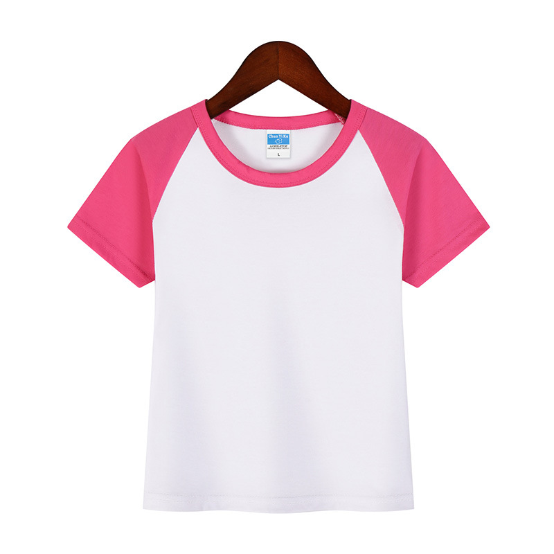 Padres-hijos ropa deportiva de color colchón hombro camiseta publicitaria de cuello redondo de manga corta personalizada uniformes de graduación de niños camiseta de algodón personalizada