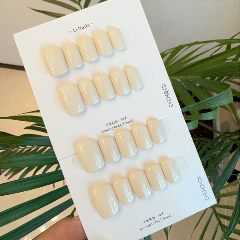 Purely Handmade Pure Color Wearable Short Style Off-white Xiaohongshu Popular Milk Tofu Nails Whitening Summer Manicure Simple