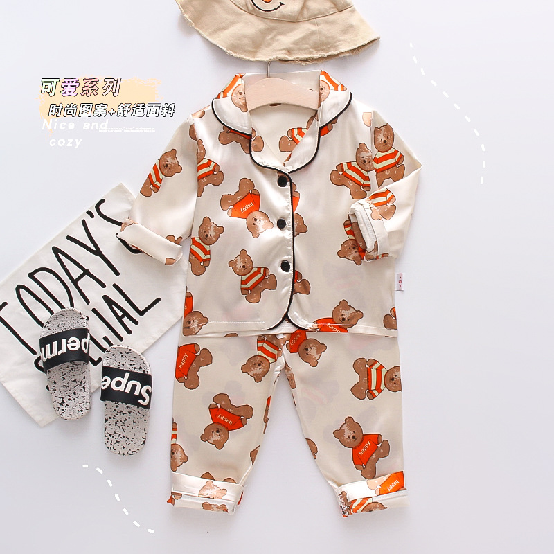 2023 primavera nuevos niños del otoño Pijamas largos oso caliente traje estilo coreano desgaste cómodo lindo moda