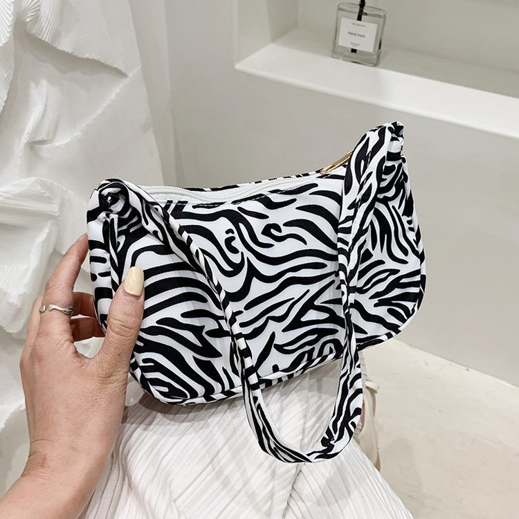 Trendy New Contrast Color Bag Women's 2022 New Korean Style Personalized Printed Fashionable Leopard Underarm Single Shoulder Hand Bag