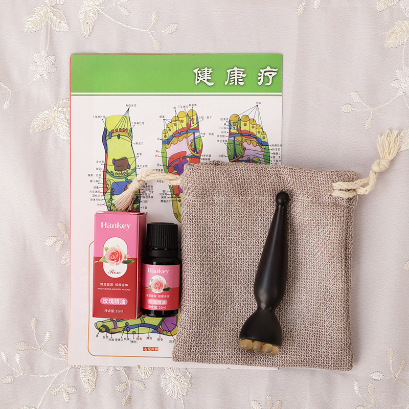 紫光檀大莲蓬+布袋+精油穴位图