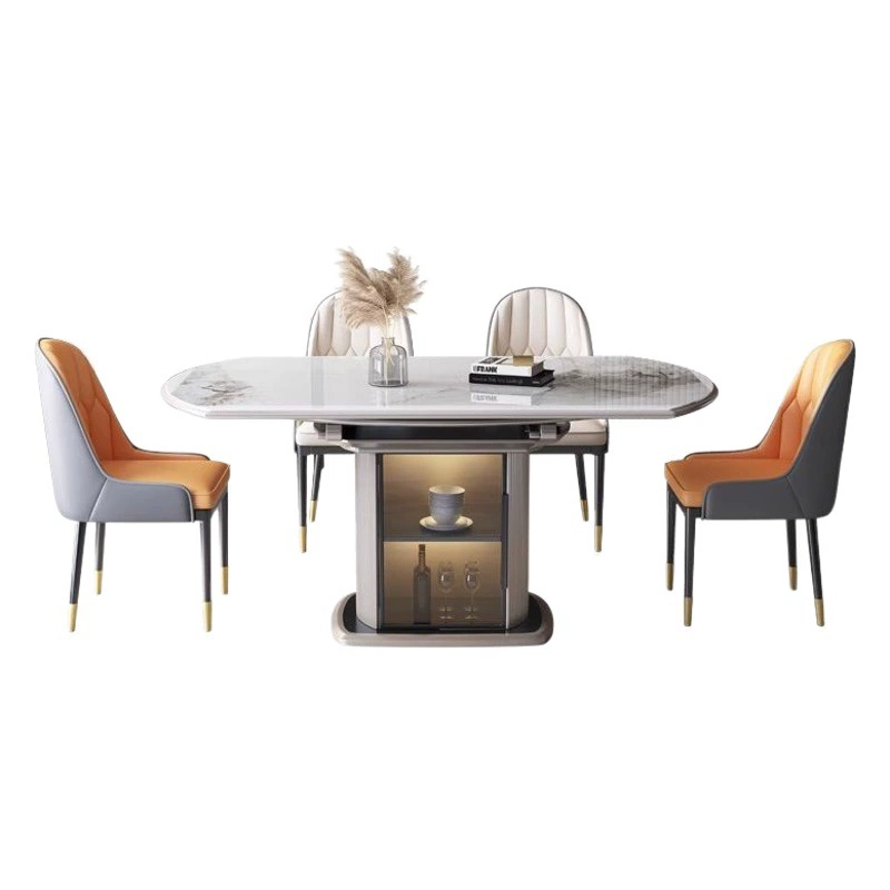 Легкий роскошный каменный обеденный стол домашний складной круглый обеденный стол телескопический стол для хранения массивной древесины обеденный стол стул небольшой бытовой индукционной плиты