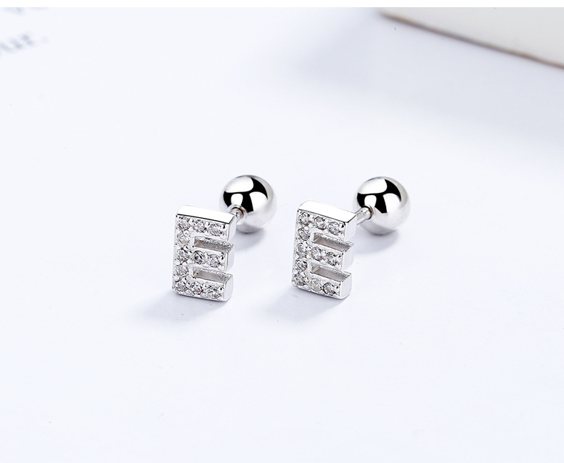 1 Paire Style Simple Lettre Placage Incruster Argent Sterling Zircon Boucles D'oreilles display picture 1