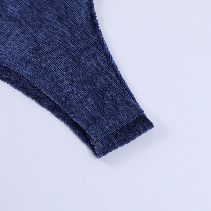 Drawstring Low-Cut Solid Color Jumpsuit NSXE108411