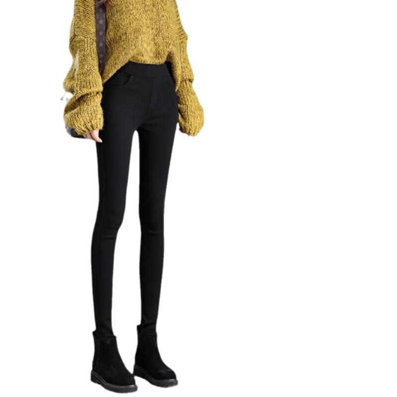 黑色打底裤女外穿高腰弹力2025新款小黑裤小个子紧身铅笔小脚裤子