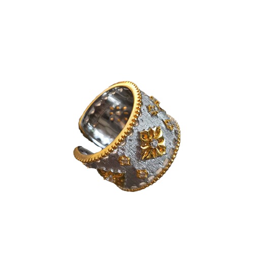 Xiaohongshu Internet celebrity same style personalized light luxury high-end European and American lace small fragrance pearl flower honeycomb ring for women