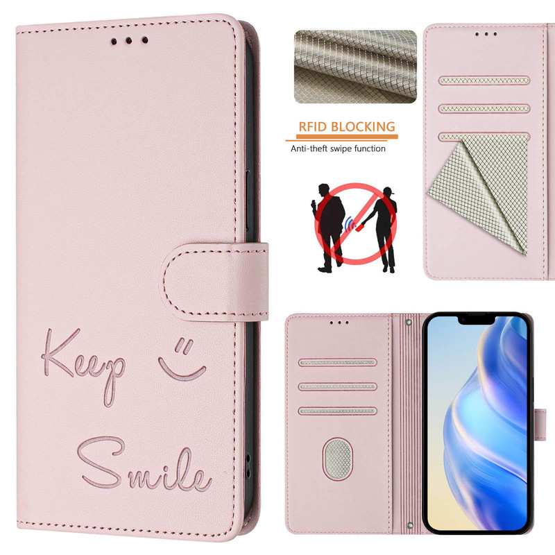 Suitable for Samsung A36 5g Smile Card Mobile Phone Leather Case S25Ultra Flip Wallet Protective Cover