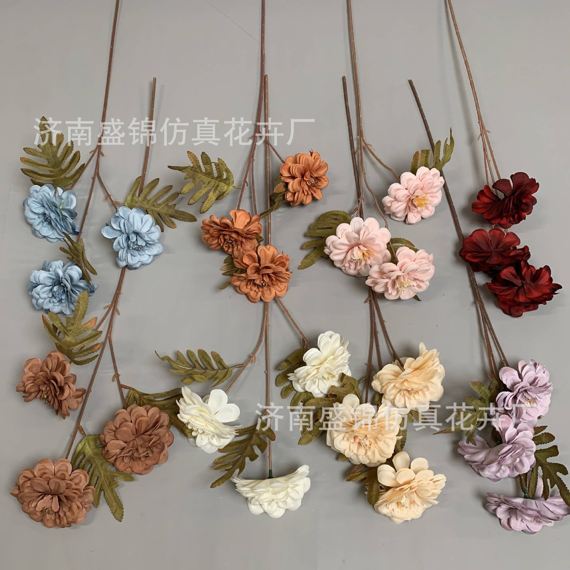 婚庆花艺三头莲花仿真花假花婚礼堂婚庆酒店装饰场布布景