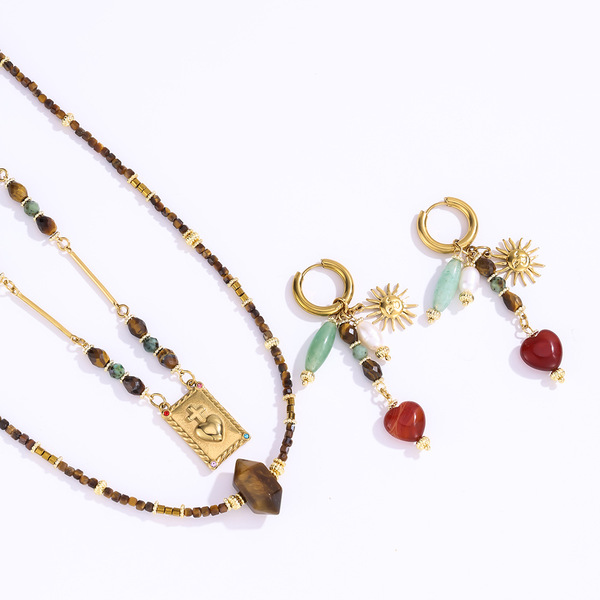 Retro organic necklace stainless steel