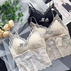夏レース美背中ブラジャー オールインワンスリング レディース パッド入り下着 レディース インナー 薄底キャミソール