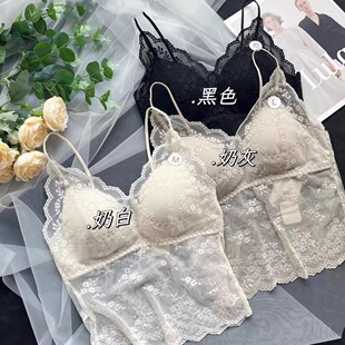 Summer Lace Beautiful Back Bra All-In-One Sling Women's Padded Intimates Women's Inner Wear Thin Bottoming Camisole