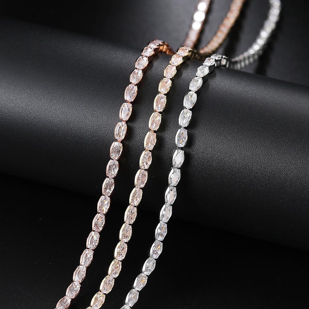Rose Gold Plated, White Gold Plated, Gold Plated Plating Material Copper Rose Gold Plated White Gold Plated Gold Plated Plating Inlay Oval Zircon Necklace