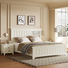 CM轻奢欧式实木床白色单双人卧室床双人1.8x2米家用1.2m高箱储物