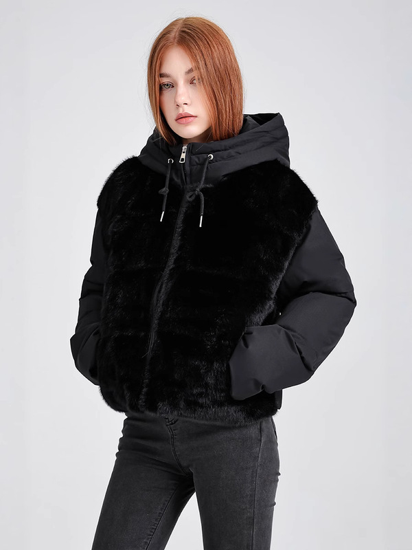 跨境欧货加厚小香风拼接毛毛棉服外套女秋冬新款宽松保暖棉袄棉衣|undefined