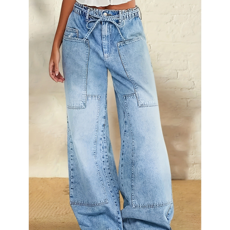 H 78153 Washed Wide-Leg Jeans, Washed Loose Wide-Leg Pants, Popular in Europe and America, Cross-Border Fashion