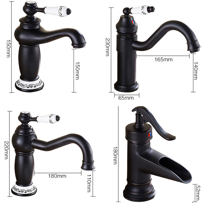 French-Style Antique Brass Basin Faucet for Bathroom Vanity, Household Countertop Sink Splash-Proof Hot and Cold Water Faucet