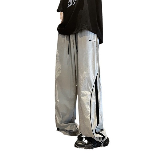 Men's Summer Thin American-style High-Street Edgy & Functional Cargo Pants – Quick-Dry, Loose-Fit, Straight-Leg, Casual Wide-Leg Long Trousers