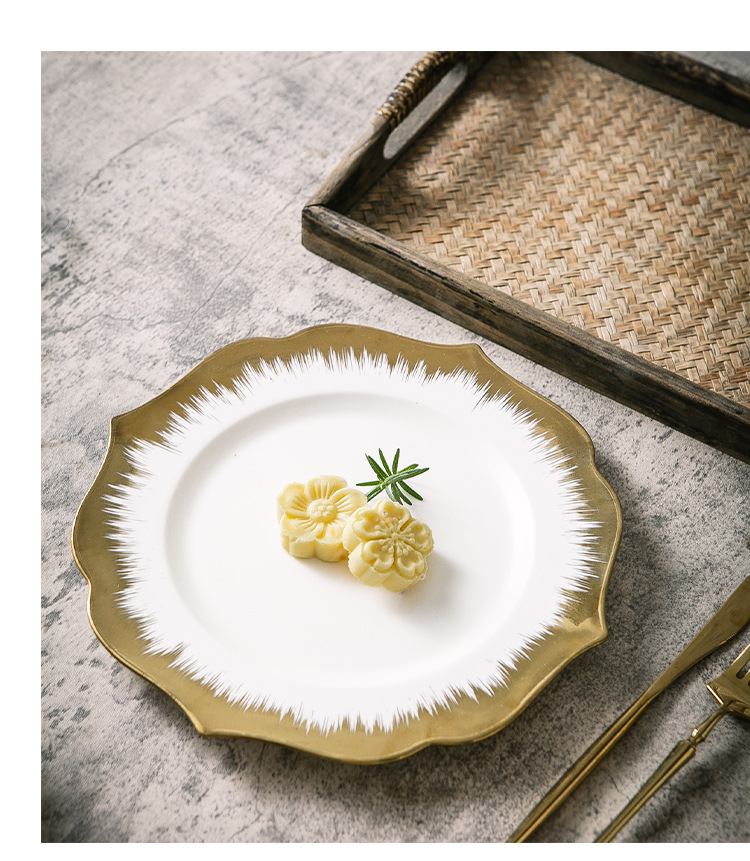 650g Weight plate Kitchen and drinking utensils Elegant Stripe Ceramics Plate 1 Piece