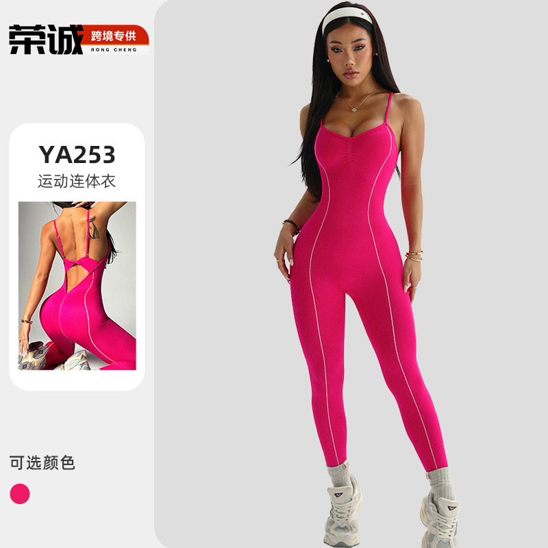 Cross-Border European and American New Yoga Clothing Suit Women's All-In-One Sling Yoga Clothing Quick-Drying Fitness Sports Jumpsuit