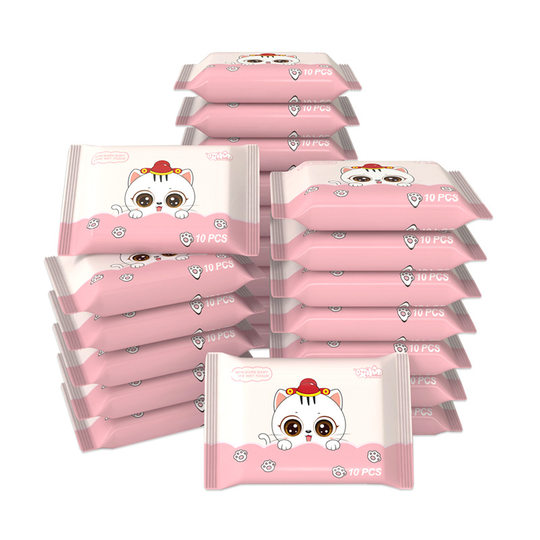 10 Pieces of Wet Wipes Baby Hand and Mouth Cleaning Portable Wet Wipes Extractable 10 Pieces of Disposable Wet Wipes for Mother and Child