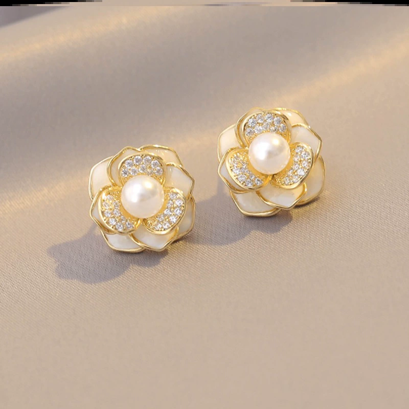 Серьги, серебряные иглы, стиль Шанель, серебро 925 пробы, легкий роскошный стиль, высококачественный стиль
