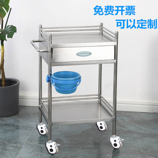 Stainless Steel Instrument Table, Medical Trolley, Medical Cart, Instrument Cart, Hand-Pushed Treatment Cart, Two-Story and Three-Story Beauty Cart