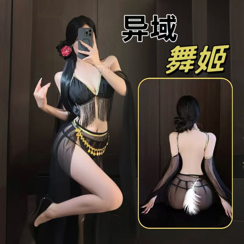 See-Through Gauze Hanfu-Style Maid Dress with Blindfold and Stockings — detail image 2