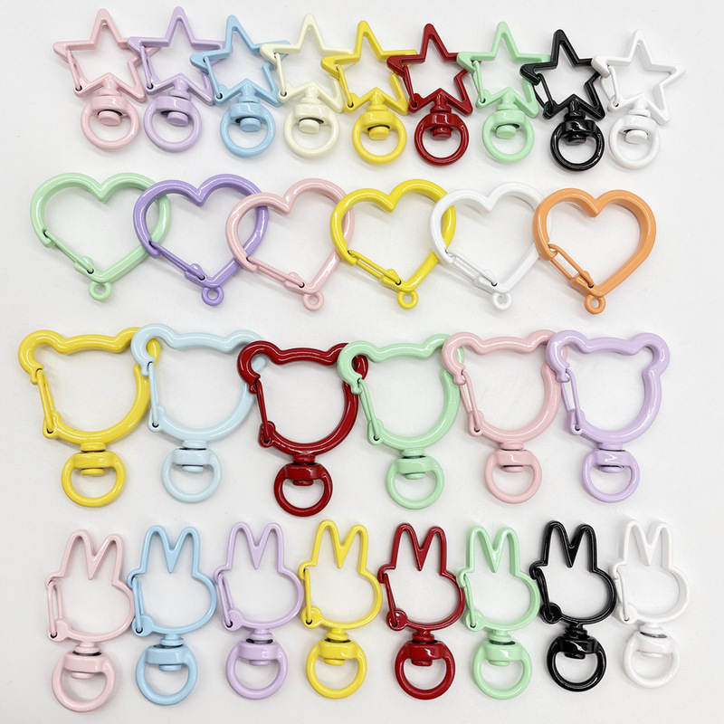 Painted Spring Buckle, Spray-Painted Spring Ring, Irregular Heart-Shaped Keychain, DIY Handmade Jewelry Accessories, Pendant, Car Key